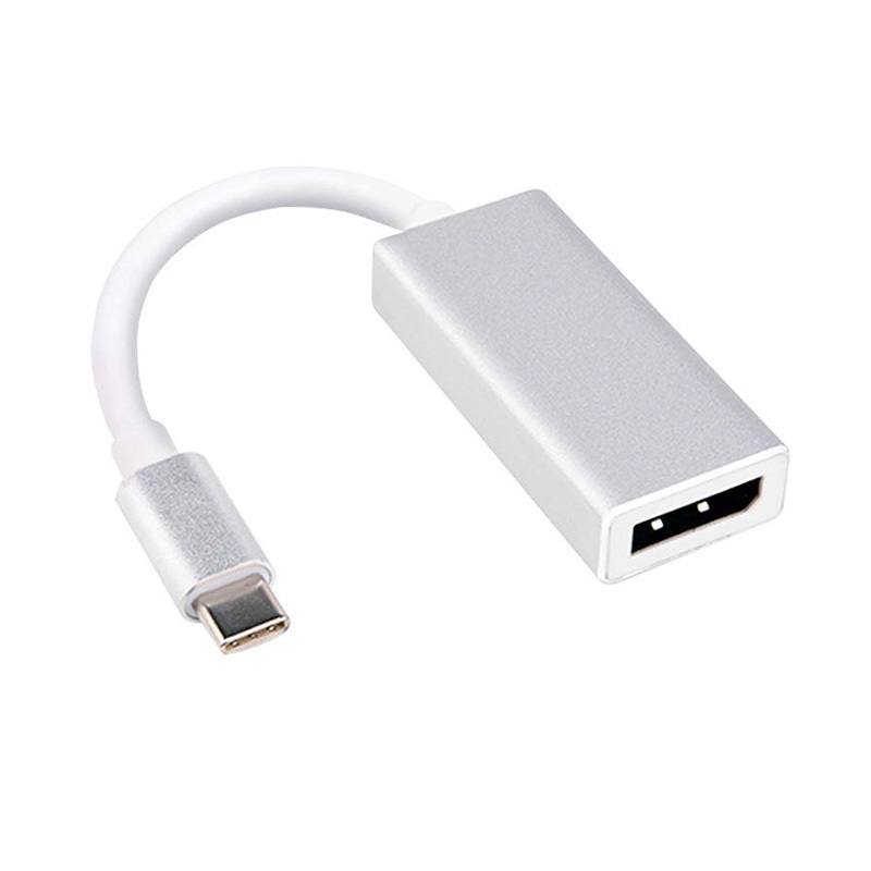 Adaptador AON USB Tipo C Macho A DisplayPort Hembra, Color gris
