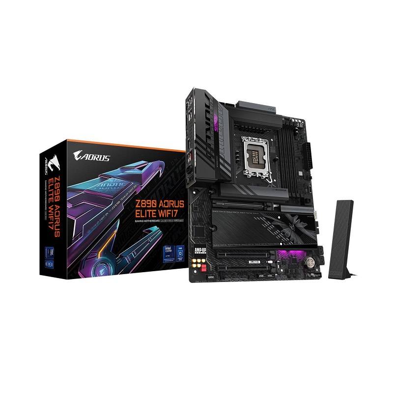 Tarjeta Madre GIGABYTE Z890 AORUS ELITE WIFI7, LGA 1851, DDR5 9200(OC), M.2, SATA 6Gb/s, DisplayPort, USB 3.2, LAN 2.5G, ATX, RGB