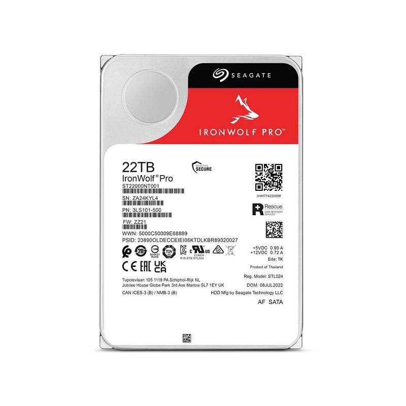 Disco Duro Seagate IronWolf Pro 3.5", 22TB, SATA III, 6 Gbit/s, 7200RPM, 512MB Cache, recomendado para NAS