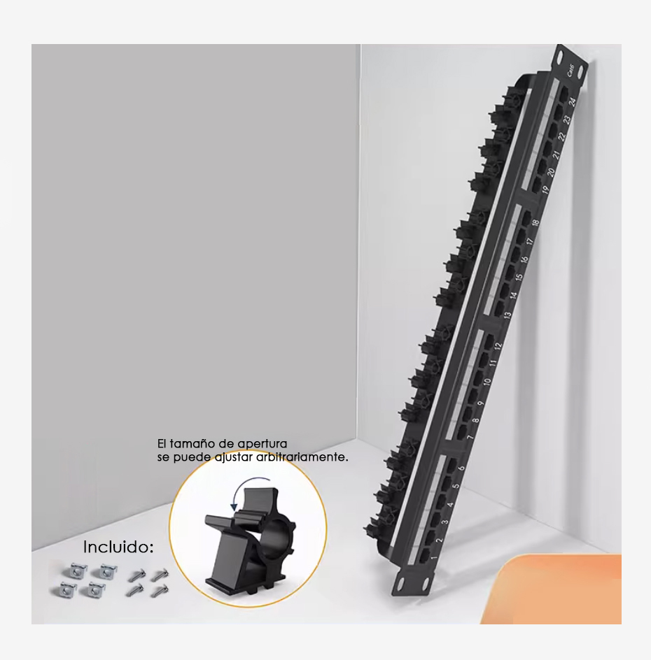 Patch Panel T-VISION Cat6 24 Puertos mejorados, 100% Cobre Pass Fluke, incluye tornillos.