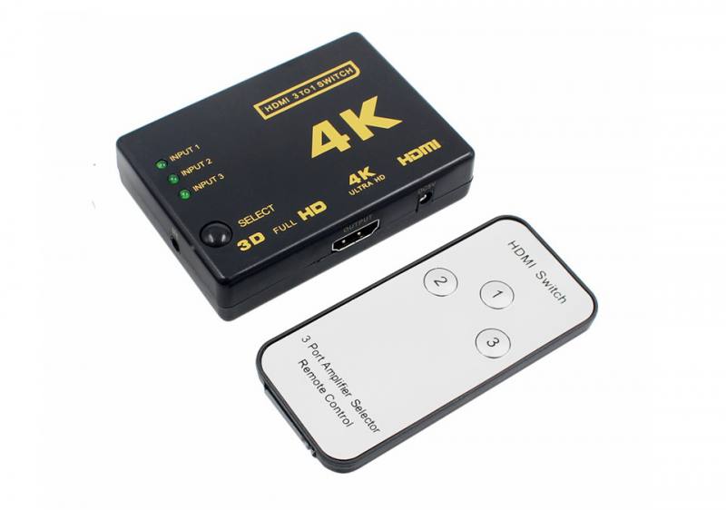 Switch de HDMI de 3 puerto HDMI-3x1, Full HD, con control y sensor IR
