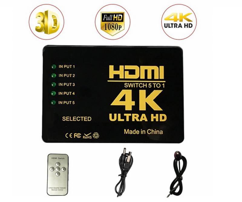 Switch de HDMI de 5 puerto HDMI-4K, Ultra HD 1080P