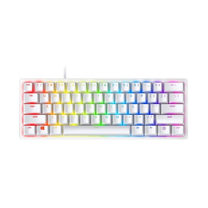 Teclado Mecanico RAZER Huntsman Mini, 60%, Iluminación RGB, Conexión USB, Color Blanco, Inglés