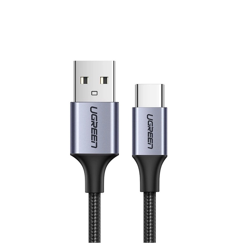 Cable Ugreen USB a USB Tipo C, 480Mbps, 3A, 1M, cable de nylon trenzado color negro