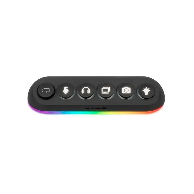Teclado de streaming Streamplify Hub Deck 5, con hub USB integrado y 6 teclas programables, Iluminación RGB