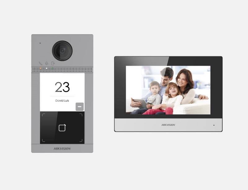 Kit Intercom IP Hikvision, Pantalla a Color de 7", Monitor Tactil, cámara 2MP, Lector de Tarjeta MSD, APP, IP65