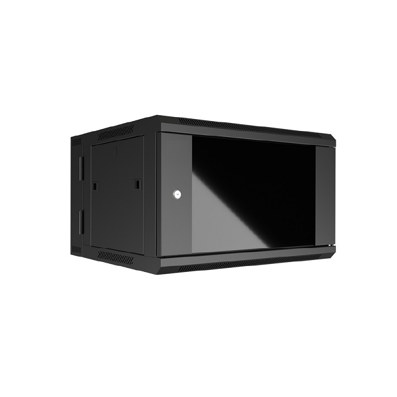 Gabinete de Pared Abatible T-VISION 6U, 600mm x 550mm x 367mm, 1x Fan, Puerta frontal de vidrio, Negro
