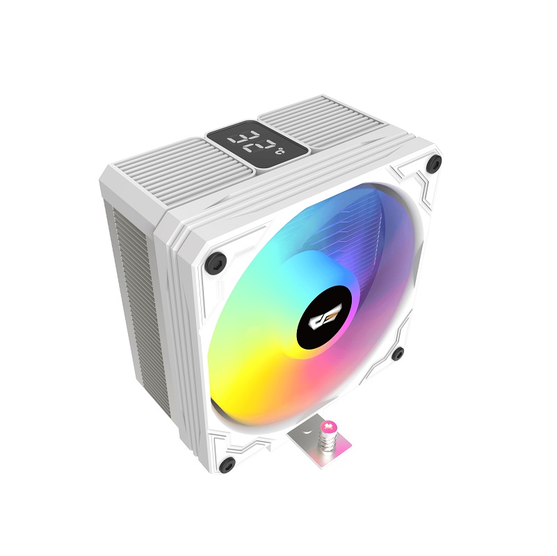 Disipador DarkFlash M400, compatible con Intel y AMD, Abanico 120mm, 4-Pin PWM, Aluminio, Blanco