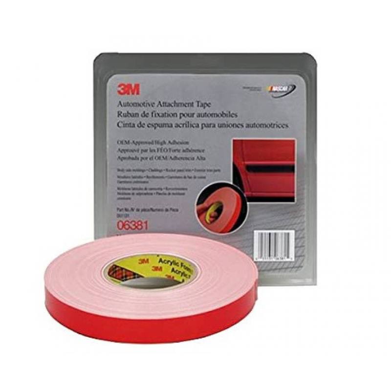 Rollo de Tape doble contacto 3M 06381, 7/8" OEM, Blanco, por pie