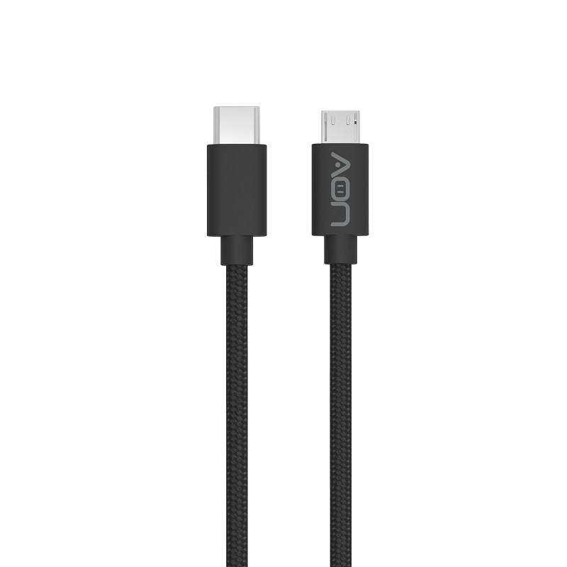 Cable AON USB Tipo C Macho A Micro-USB Macho, 2 Metros, Negro