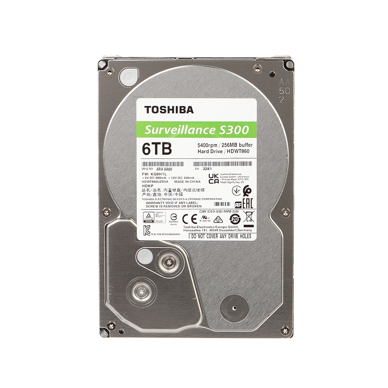 Disco duro Toshiba S300 Surveillance de 6TB 3.5, 5400RPM, 256MB, Videovigilancia