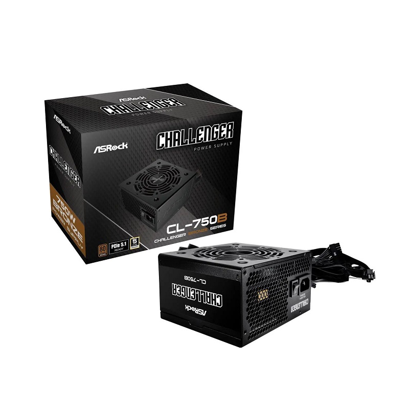 Fuente de Poder ASROCK CL-750B, 750W, compatibilidad ATX3.1 y PCIe5.1, 80+ Plus Bronze , No Modular
