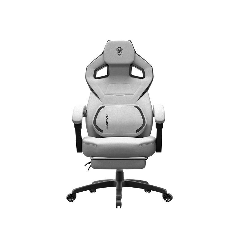 Silla Gaming Dowinx MB33, incluye almohada lumbar y reposacabeza, Gris/ Blanco