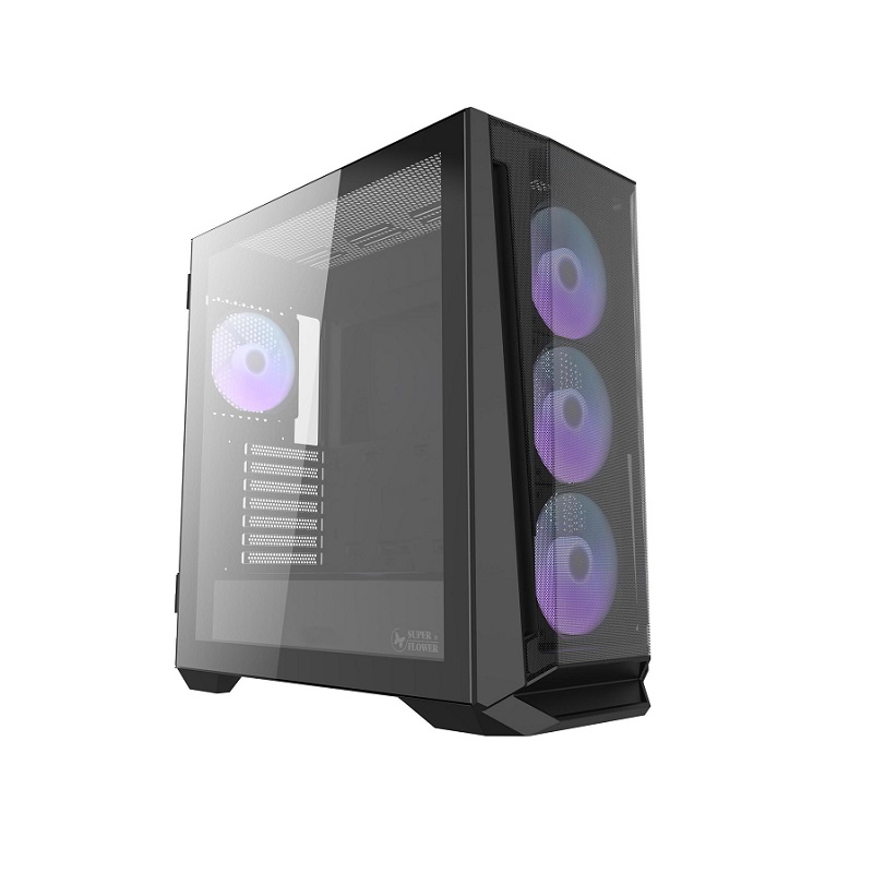 Gabinete Gaming Super Flower Zillion M705, ATX Mid Tower, 4x Fan ARGB incluidos, panel lateral de vidrio templado, Frontal Mesh, Negro