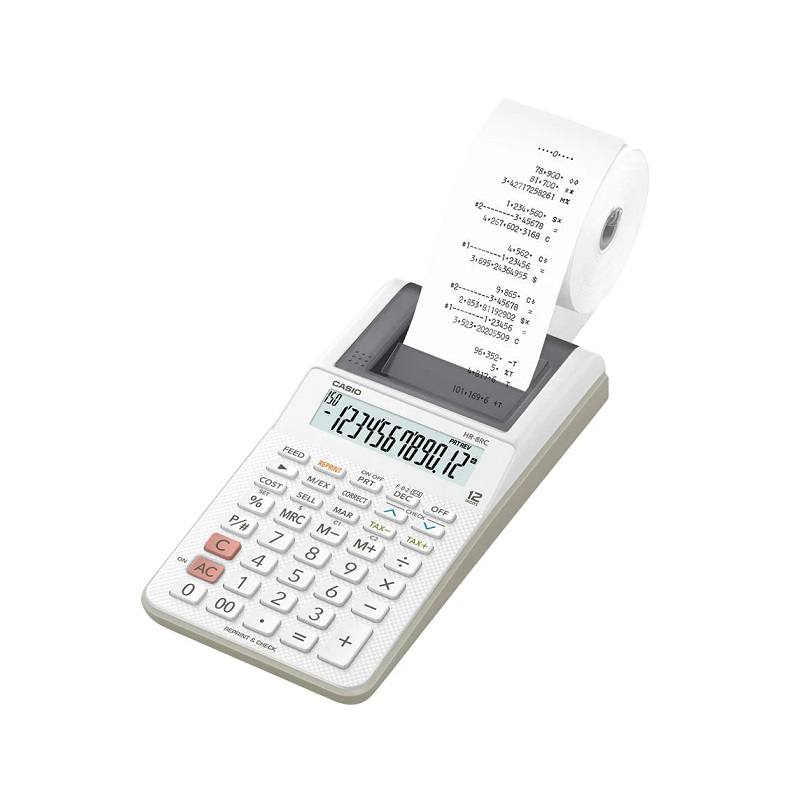 Calculadora CASIO HR-8RC-WE, con mini Impresora portátil