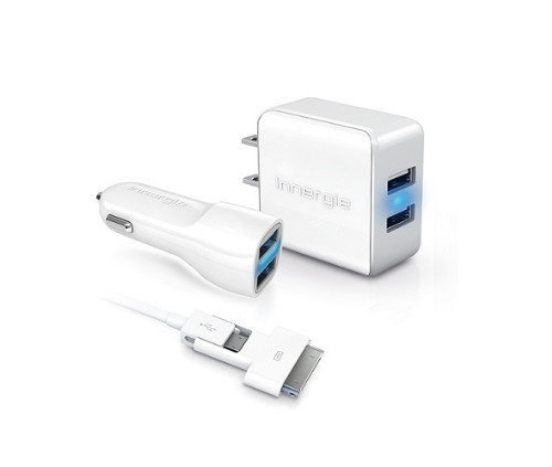 Energy Combo Duo USB 2.0 Travel Charging Kit w/Dual USB AC & USB Car Charger