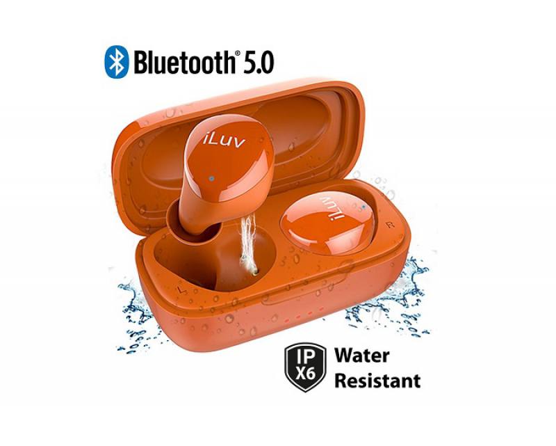 Audifonos iLuv Bubble Gum Air True, con tecnología inalámbrica Bluetooth 5.0, Micrófono, Naranja