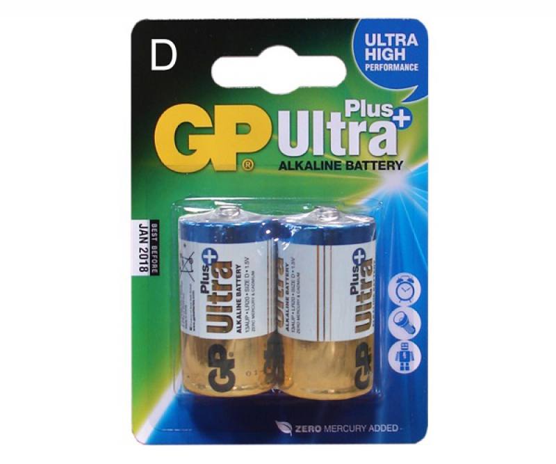 BATERÍA SUPER ALKALINA GP- LR20 sizeD,13A, 1.5V,-2PILAS