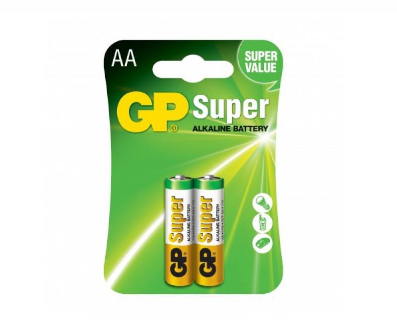 BATERÍA AA GP SUPER ALKALINA- LR6, 1.5V- 2 UNIDADES