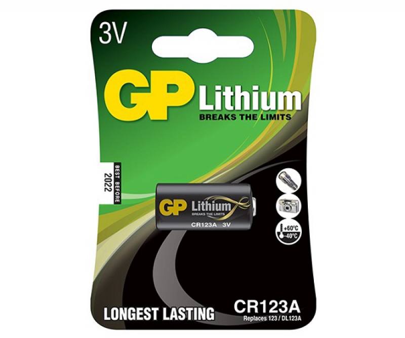 BATERIA LITHIUM GP CR123A, 3V, PARA CAMARA
