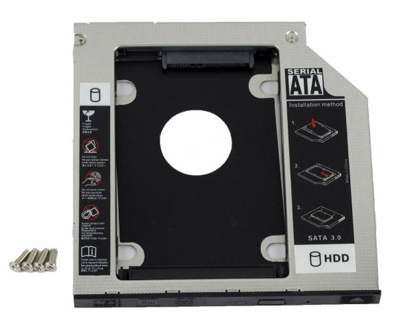Caddy 9.5MM para Laptops, SATA a SATA HDD SSD Disco Duro Optical DVD Bay