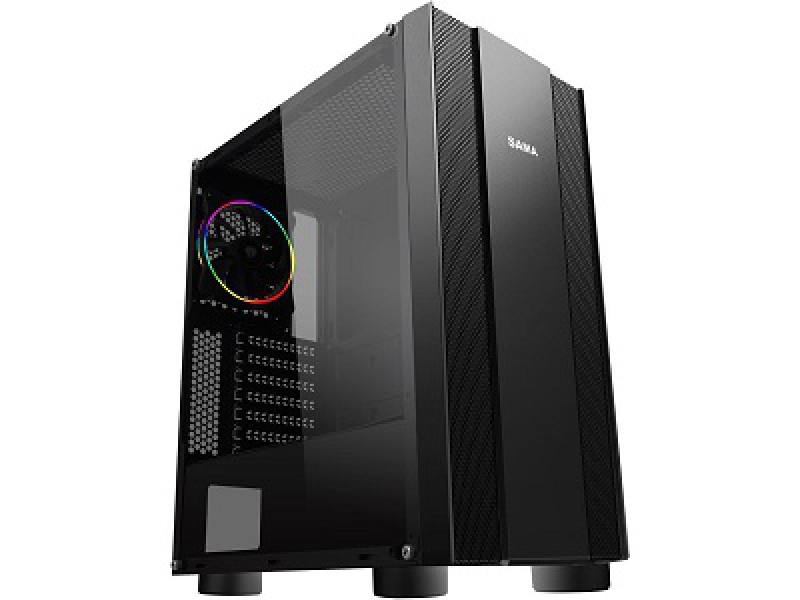 Gabinete Gaming SAMA Z3, ATX Mid Tower,  1x Fan Halo LED Ring 120mm preinstalado, Color negro