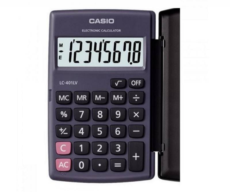 Calculadora CASIO LC-401LV-BK, 8 dígitos, Gran Pantalla, función básica, CON TAPA