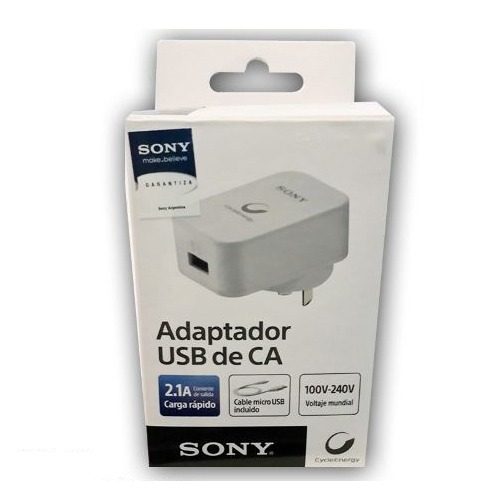 CARGADOR DE USB , CORRIENTE, 2.1A, SONY CP-AD2 INCLUYE CABLE MICROUSB