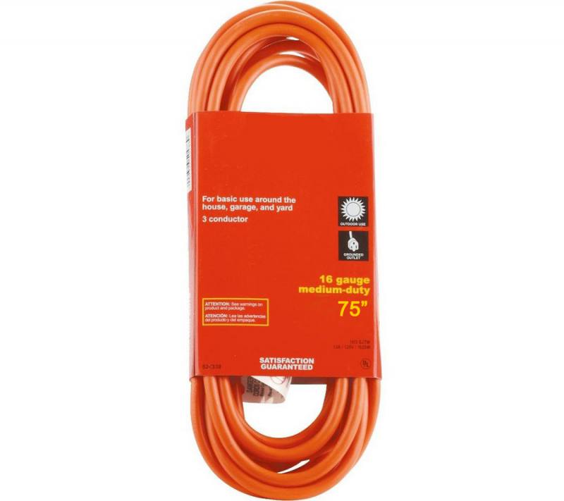 CABLE EXTENSION ELECTRICA - 75 PIES, COLOR NARANJA.