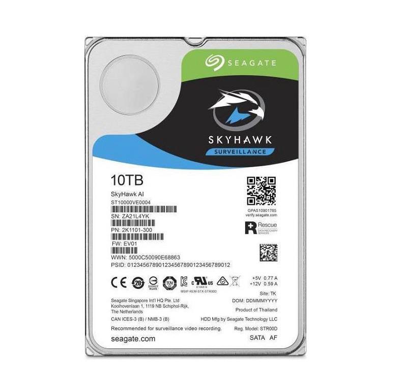 Disco duro Seagate Skyhawk AI, 10TB 3.5", 7200 RPM 256MB, para Videovigilancia
