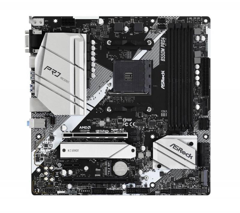 Tarjeta Madre ASROCK B550M PRO4, AM4, DDR4 4533+(OC), soporta M.2, SATA 6Gb/s, D-Sub, HDMI, DisplayPort 1.4, M-ATX