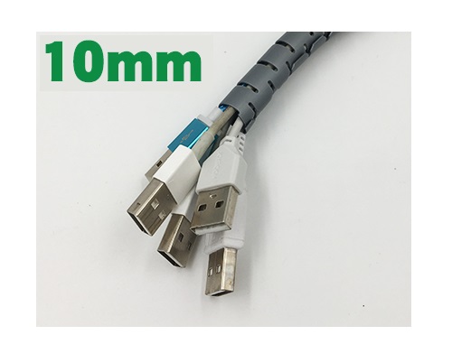 Organizador de cables en espiral de plastico de 10mm Gris (xPie)