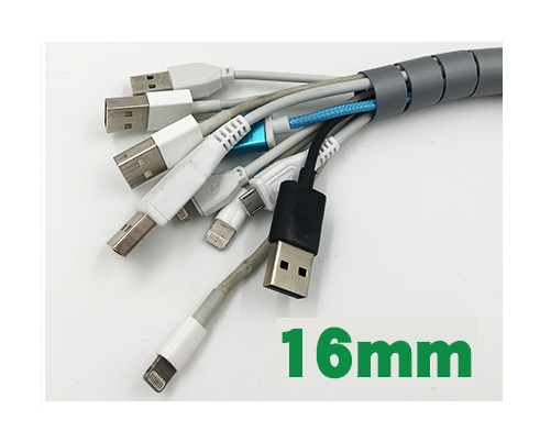 Organizador de cables en espiral de plastico de 16mm colores varios Azul (xPie)
