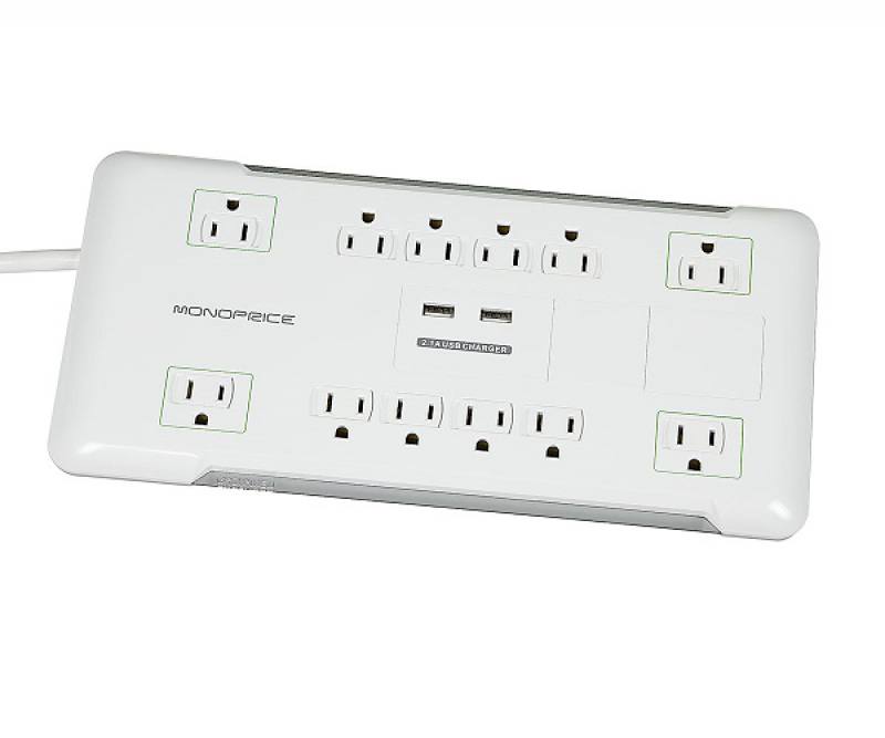 Regleta con protector de Voltaje SOLIDMATE  500206, 12 puerto protegidos y 2 puerto USB 2.1A