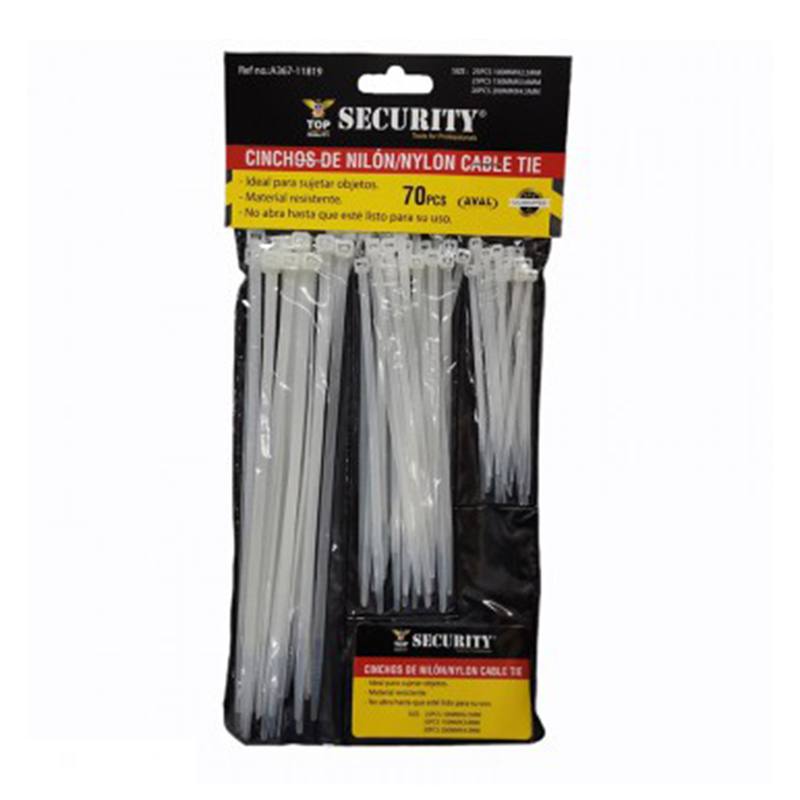 Sunchos Security Pack de 70 PCS, color blaco hueso, 100mm / 150mm / 200mm