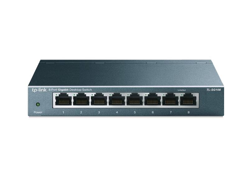 Switch Gigabit TP-LINK TL-SG108 de 8 puertos RJ45 a 10/100/1000 Mbps