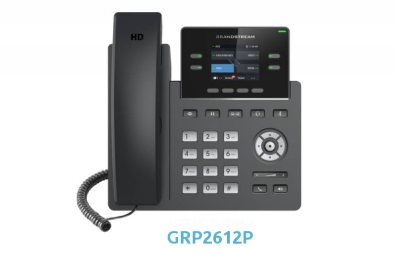 Telefono IP GRANDSTREAM GRP2612P, 2 cuentas SIP, 4 teclas de línea multipropósito, 2xEthernet 10/100 Mbps con Poe