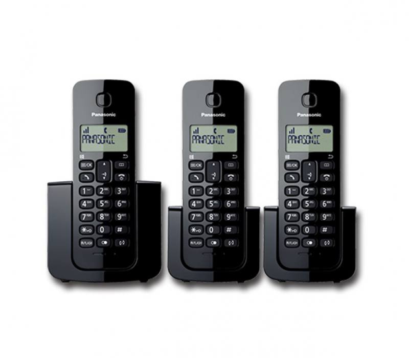 Teléfono inalámbrico PANASONIC DECT de tres auriculares KX-TGB113, Negro