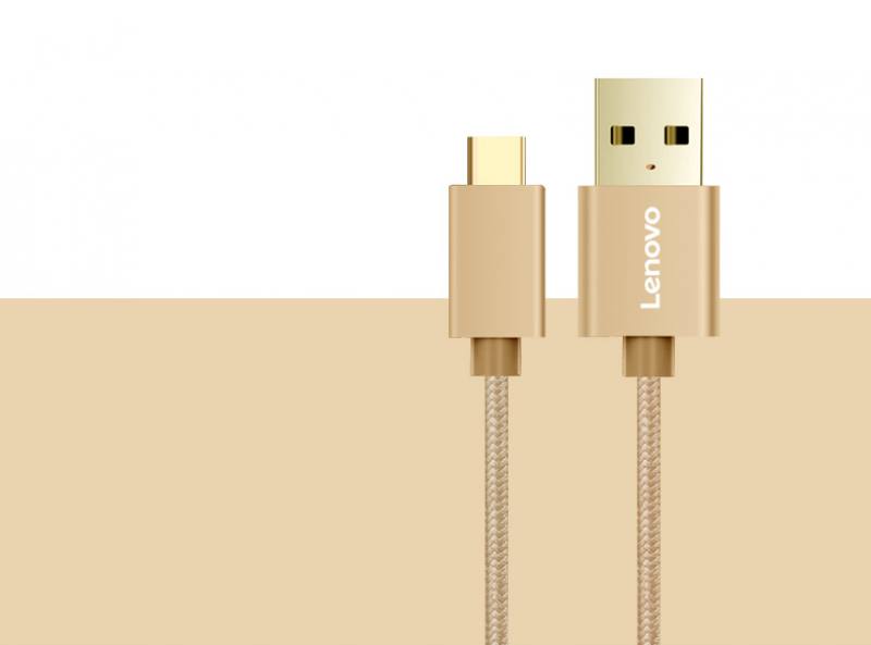 Cable USB 2.0 a USB Tipo C Lenovo de 1M, datos y carga 2.4A, Dorado