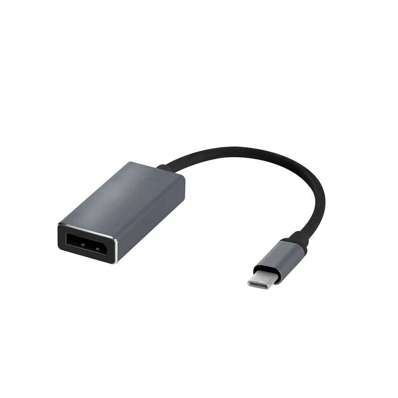 Adaptador USB Tipo C macho a DisplayPort hembra, color negro